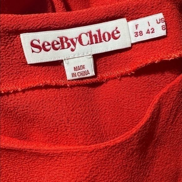 See by Chloe red lace up sleeve top size 6 - Picture 9 of 9